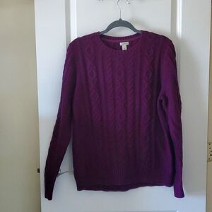 L.L. Bean cableknit sweater in eggplant. Size L.
